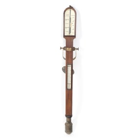19th Century J Hicks Ship's Stick Barometer Thermometer