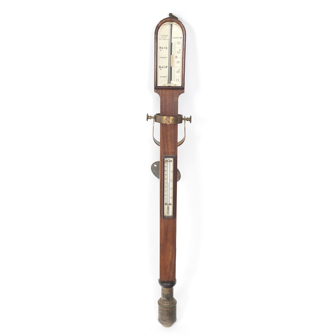 19th Century J Hicks Ship's Stick Barometer Thermometer (1 of 2)