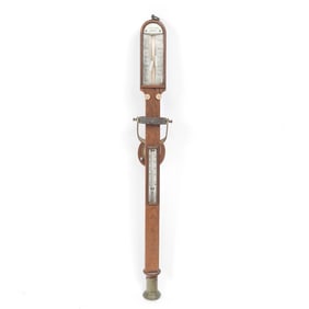 19th Century J Hughes Ship Stick Barometer Thermometer