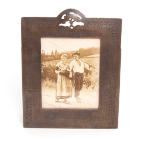 Dirk Van Erp Copper Picture Frame, Oak Tree Motif