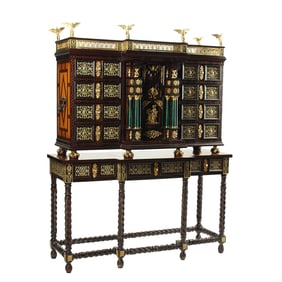 Spanish Renaissance Style Jeweled Inlaid Vargueno