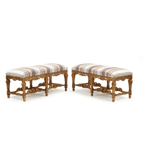 Pair of French Regence Style Giltwood Window Seats