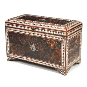 Large Iberian Style Inlaid Coffer