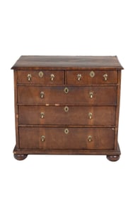 William and Mary Five Drawer Chest