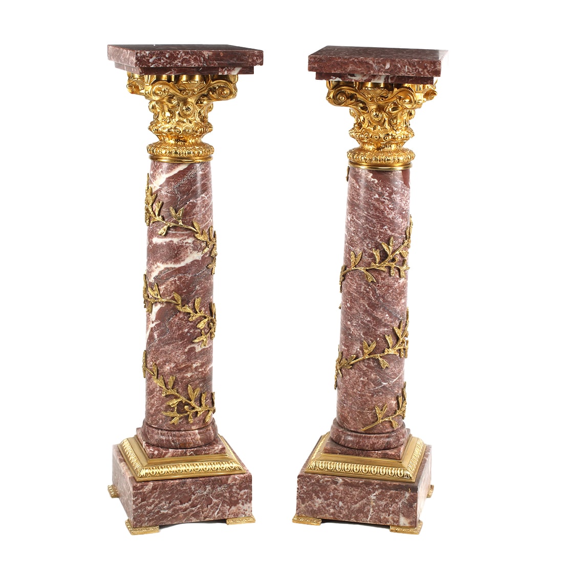 Pair of Louis XV Style Red Marble Pedestals (1 of 5)