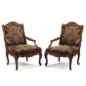 Pair of Victorian Louis XV Style Fauteuils