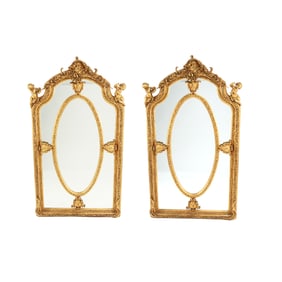 Pair of Large Rococo Style Giltwood Mirrors