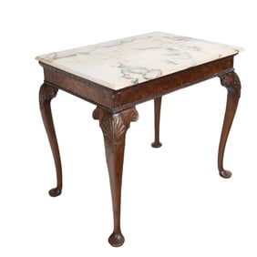 Queen Anne Marble Top Mahogany Console Table