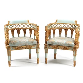 Pair of Italian Neoclassical Style Armchairs