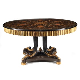 Large Empire Style Inlaid Ebonized Center Table