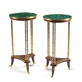 Pair of Empire Style Tables with Malachite Tops