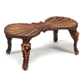Italian Grotto Style Giltwood Double Shell Bench