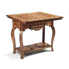 Moorish Style Inlaid Flip Top Game Table