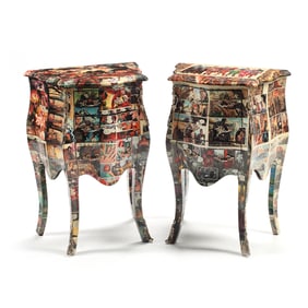 Pair of Comic Book Veneered Nightstands