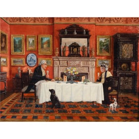 Laurence Barfield, Family Dinner, oil