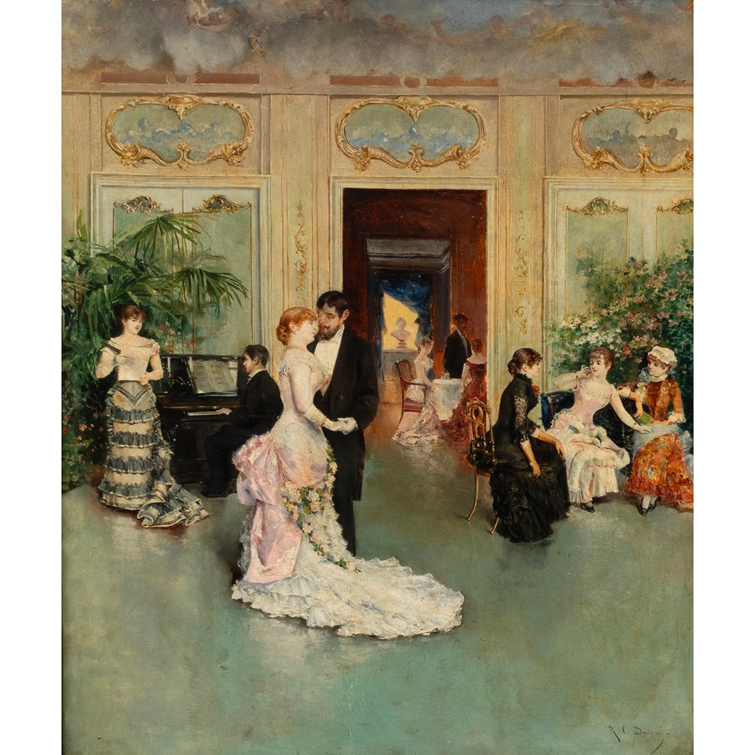 Ricardo Corchon y Diaque, Ballroom Scene, oil (1 of 4)
