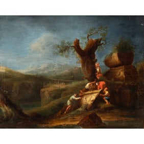 Continental School, Scavenging the Ruins, oil