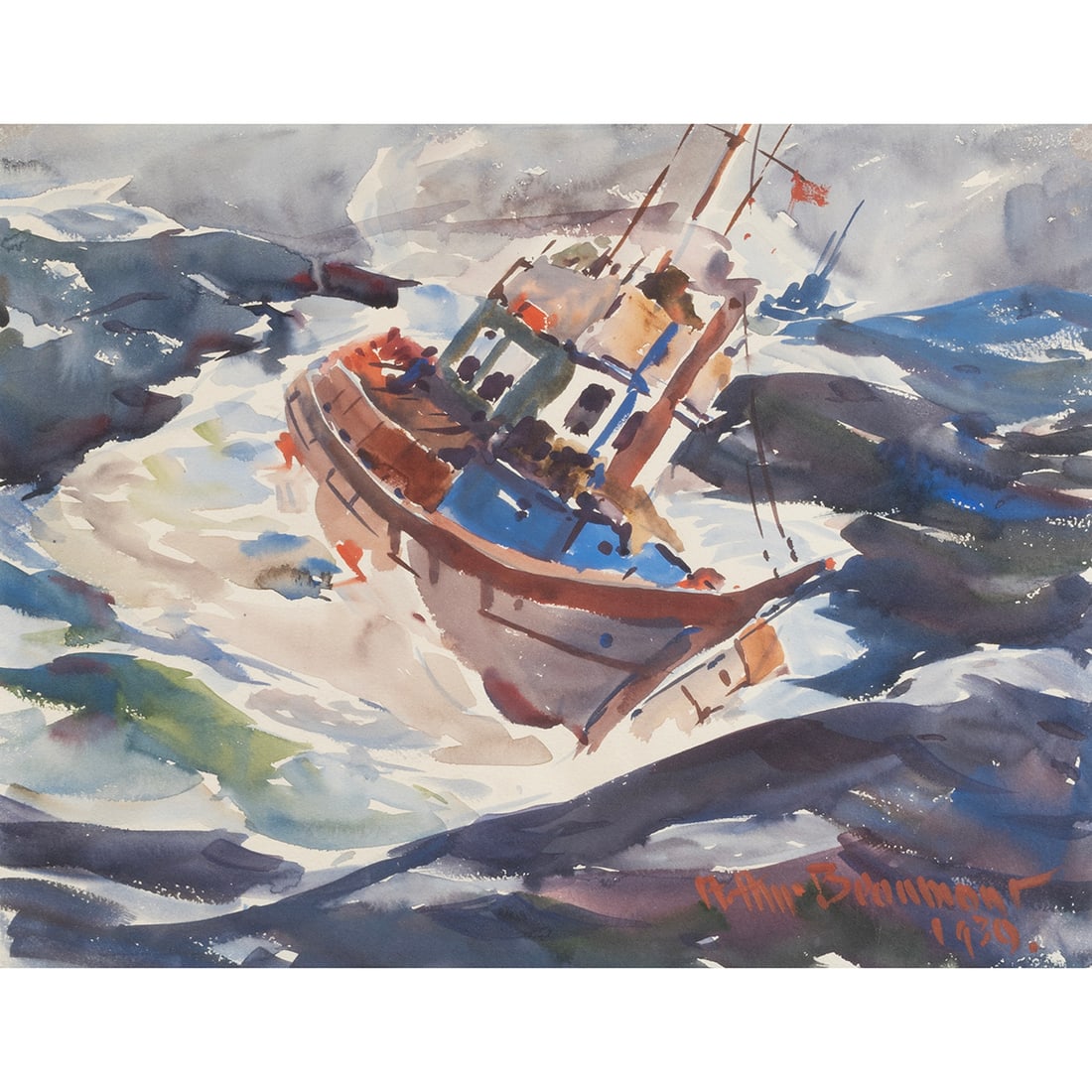 Arthur Beaumont, Tug, watercolor (1 of 3)