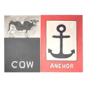 Glen Chesnut, Cow and Anchor, two works on paper