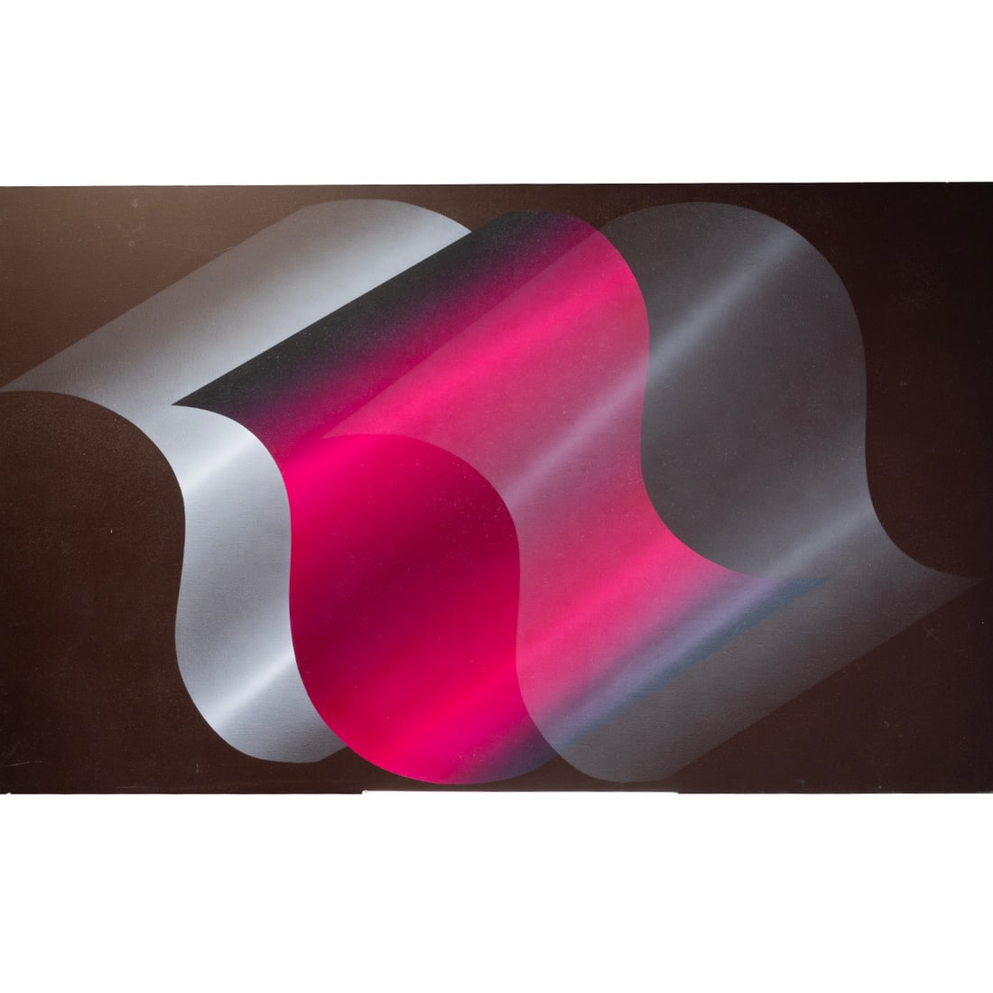 Jack Brusca, Free Form-Violet, acrylic: JACK BRUSCA (American, 1939-1993), "Free Form-Violet," 1972, acrylic on canvas, (approximate dimensions - canvas: 36 x 60 inches); titled, signed, and dated on canvas verso; label taped on stretcher v