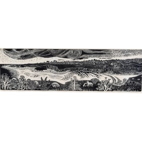 Emmy Lou Packard, View of Mendocino, linocut