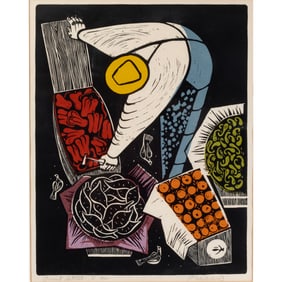 Emmy Lou Packard, Front Street 5am, linocut