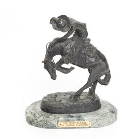 After Frederic Remington, The Rattlesnake, bronze