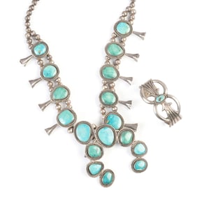 Native American Turquoise, Silver Jewelry Suite.