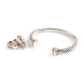 David Yurman Cultured Pearl, Silver, 14k Gold Suite.