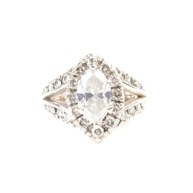 Diamond, 14k White Gold Ring.