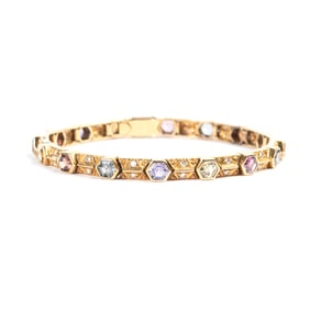 Multicolored Sapphire, 18k Yellow Gold Bracelet.