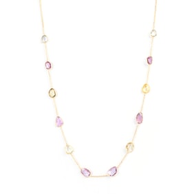 Multicolored Sapphire, 18k Yellow Gold Necklace.