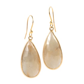 Pair of Yellow Sapphire, Vermeil, 18k Gold Earrings.