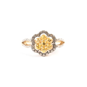 Yellow Sapphire, Diamond, 10k Yellow Gold Ring.