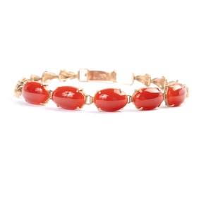 *Coral, 14k Rose Gold Bracelet.