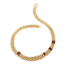 Garnet, 18k Yellow Gold Necklace.