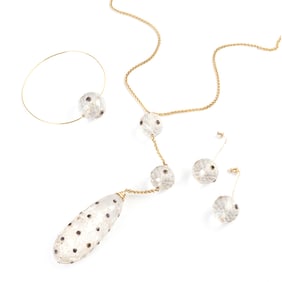 Rock Crystal Quartz, Amethyst, Gold, Metal Suite.