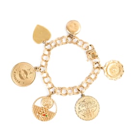14k Yellow Gold, Gold-Filled Charm Bracelet.