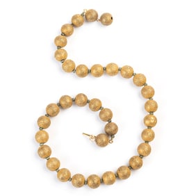 14k Yellow Gold Bead Necklace.