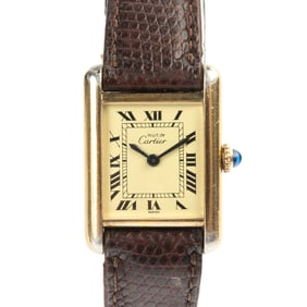 Must De Cartier Vermeil, Leather Wristwatch.