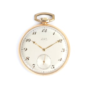 Elgin De Luxe 14k Yellow Gold Pocket Watch.
