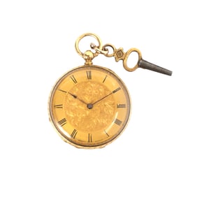 Enamel, 18k Yellow Gold Pocket Watch.