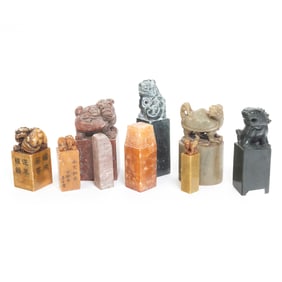 Group of Nine Chinese Soapstone Seals