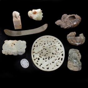 Group of Chinese Carved Jade/Hardstone Pendants