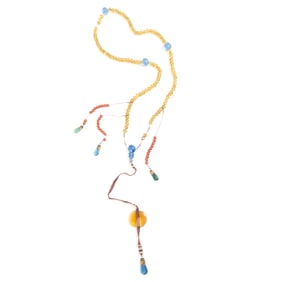 A Peking Glass Mandarin Necklace Chaozhu