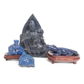 Group of Four Chinese Carved Lapis Lazuli Figures