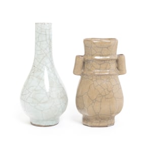 Two Chinese Crackle Glazed Porcelain Vases