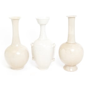 Group of Three Chinese Ding Type Celadon Glazed Vase