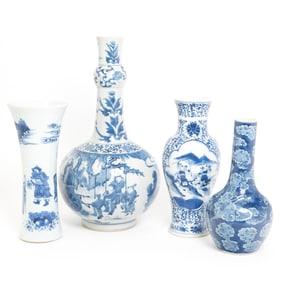 Group of Four Chinese Blue and White Porcelain Vases