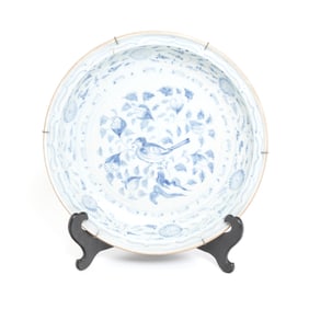 Vietnamese Export Blue and White Chu Dau Ceramic Plate